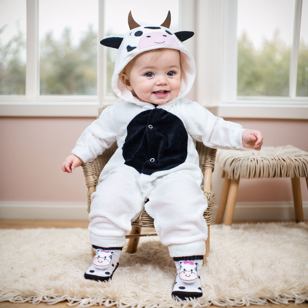 Conjunto Macacão Em Plush 3d E Pantufa Lúdica Para Bebê Menina
