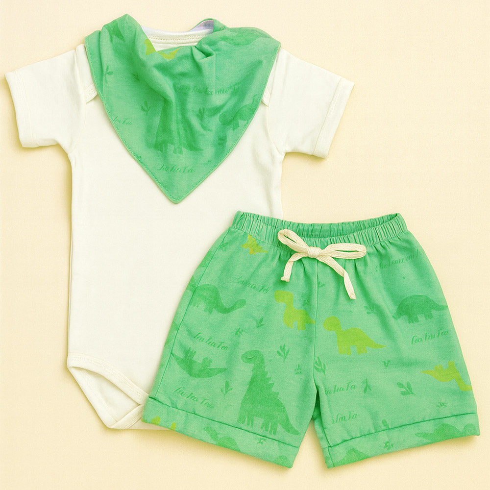 Look Completo Bebê  Body, Shorts E Bandana De Estampas Divertidas
