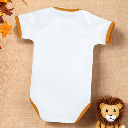 Body Bebê Algodão Verão Leãozinho Creme