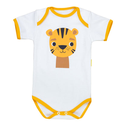 Body Bebê Manga Curta Tigre Creme Conforto E Estilo