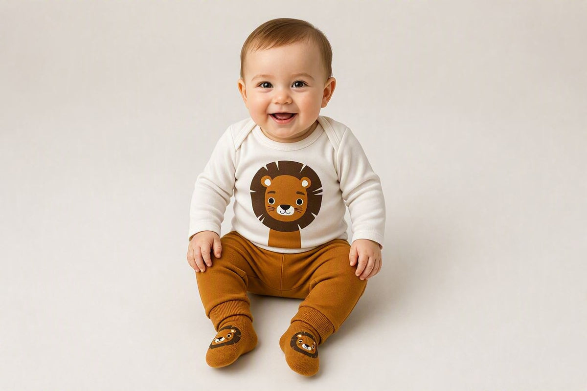 Conjunto Bebê Completo Body Manga Longa, Calça Pé Reversível E Pantufa