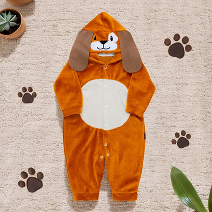 Conjunto De Macacão Cãozinho Caramelo Com Capuz E Pantufa 3d