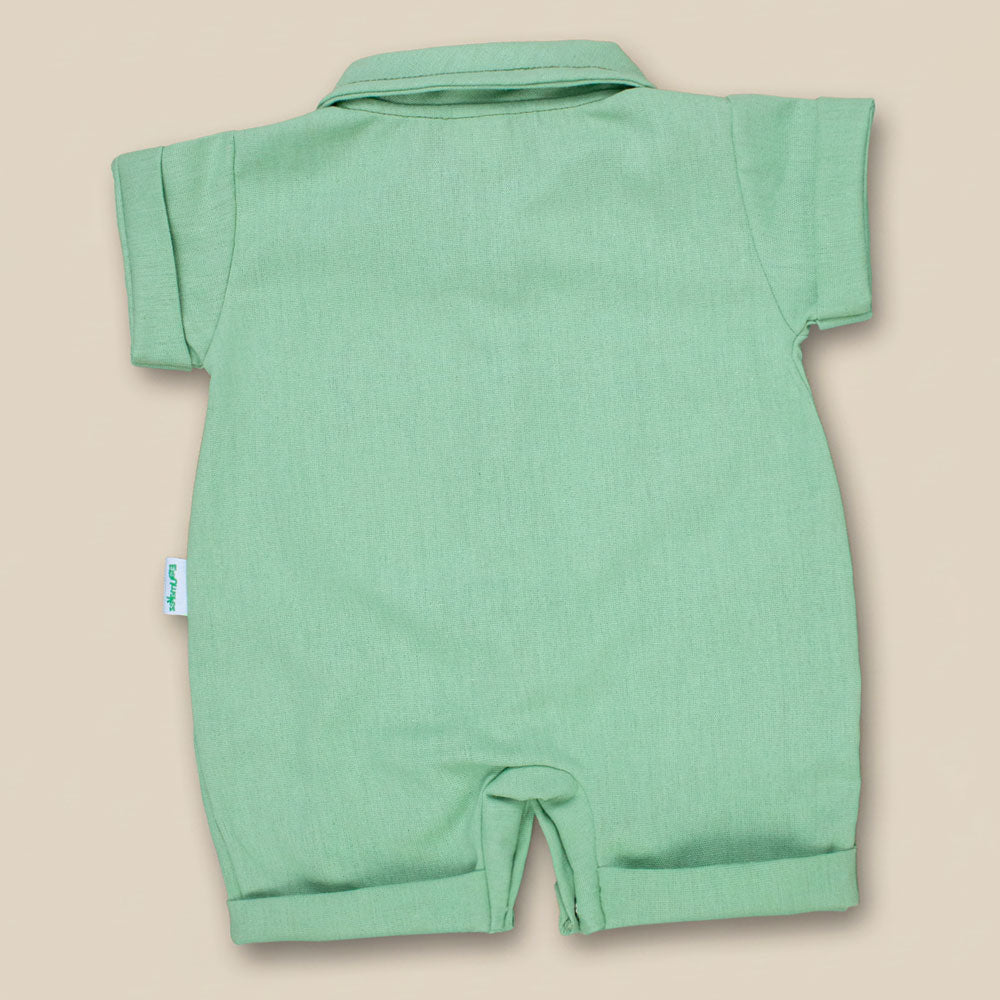 Macacão Camisa Curto em Ecolinho Elegance para Bebê