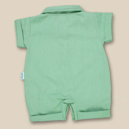 Macacão Camisa Curto em Ecolinho Elegance para Bebê