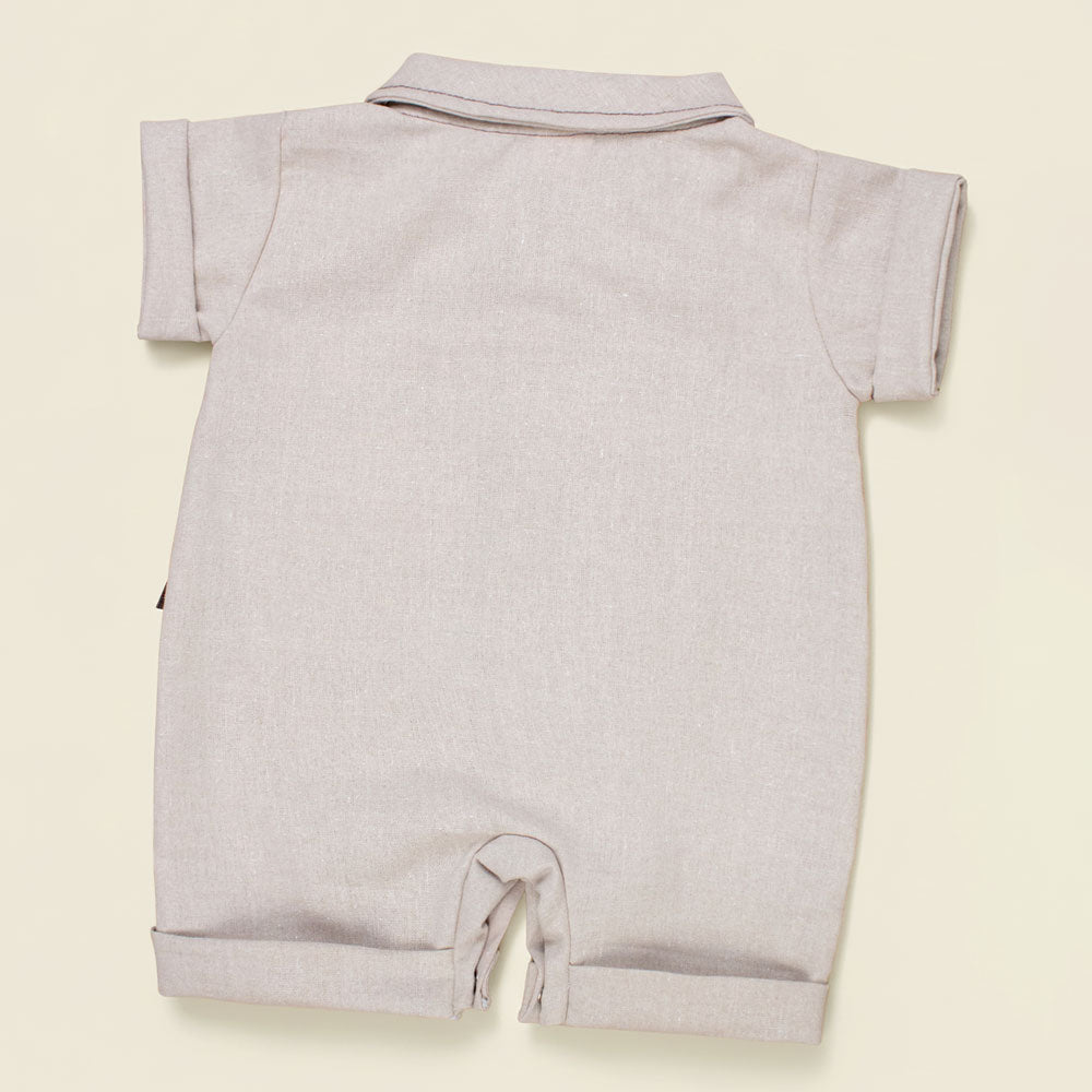 Macacão Camisa Curto em Ecolinho Elegance para Bebê