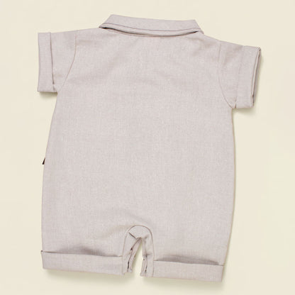 Macacão Camisa Curto em Ecolinho Elegance para Bebê
