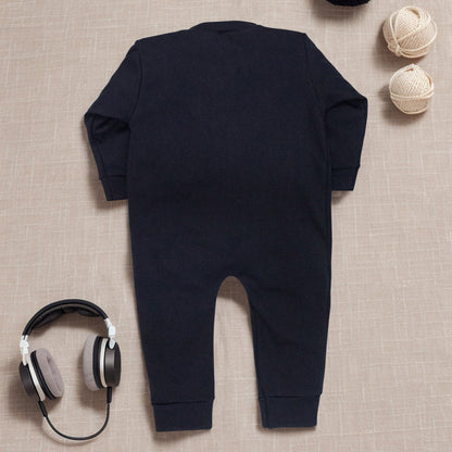 Macacão Longo Zíper em Suedine 100% Algodão para Bebê - Preto