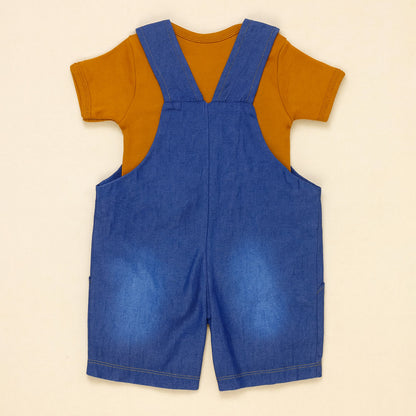 Jardineira Jeans Baby Bordada Com Body Para Aventuras De Verão