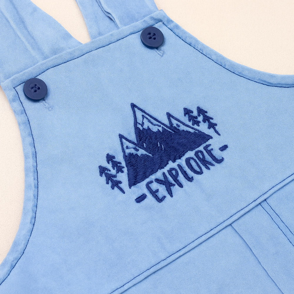Jardineira Jeans Baby Bordada Com Body Para Aventuras De Verão