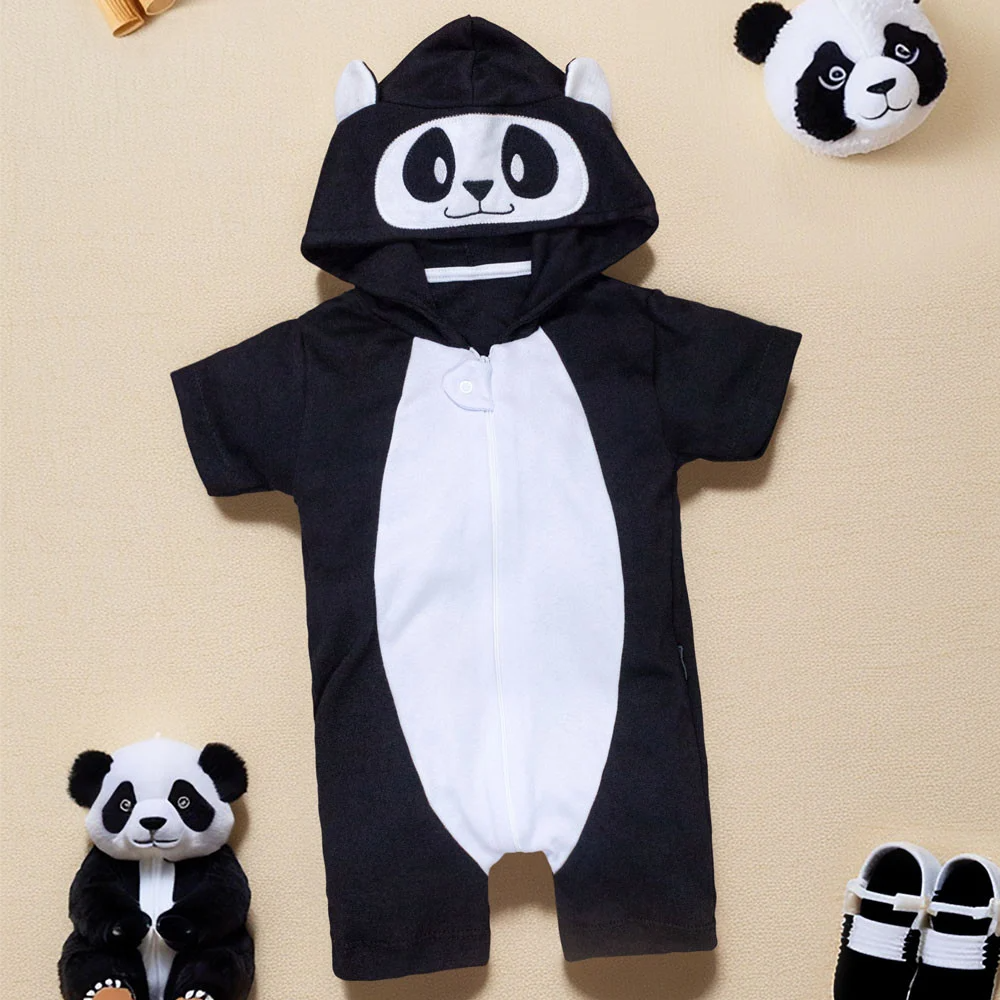 Macacão Curto para Bebê com Capuz de Bichinho Bordado