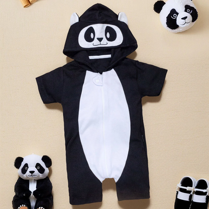 Macacão Curto para Bebê com Capuz de Bichinho Bordado