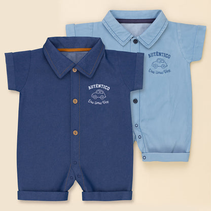 Macacão Curto Camisa Jeans - Conforto e Estilo para Seu Bebê