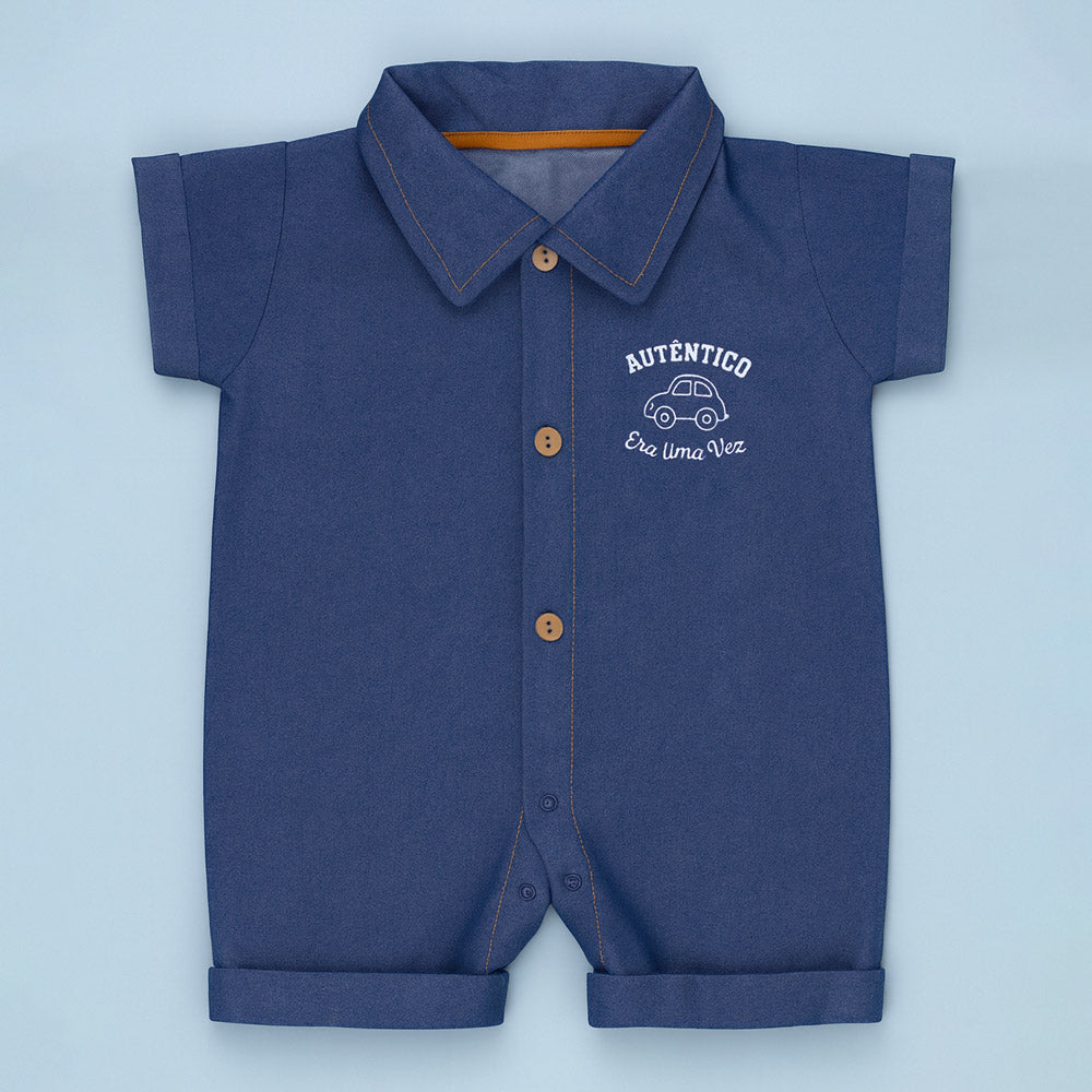 Macacão Curto Camisa Jeans - Conforto e Estilo para Seu Bebê