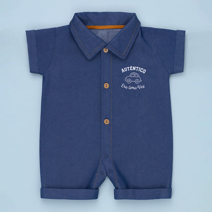 Macacão Curto Camisa Jeans - Conforto e Estilo para Seu Bebê