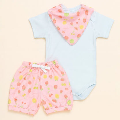 Look Completo Bebê  Body, Shorts E Bandana De Estampas Divertidas