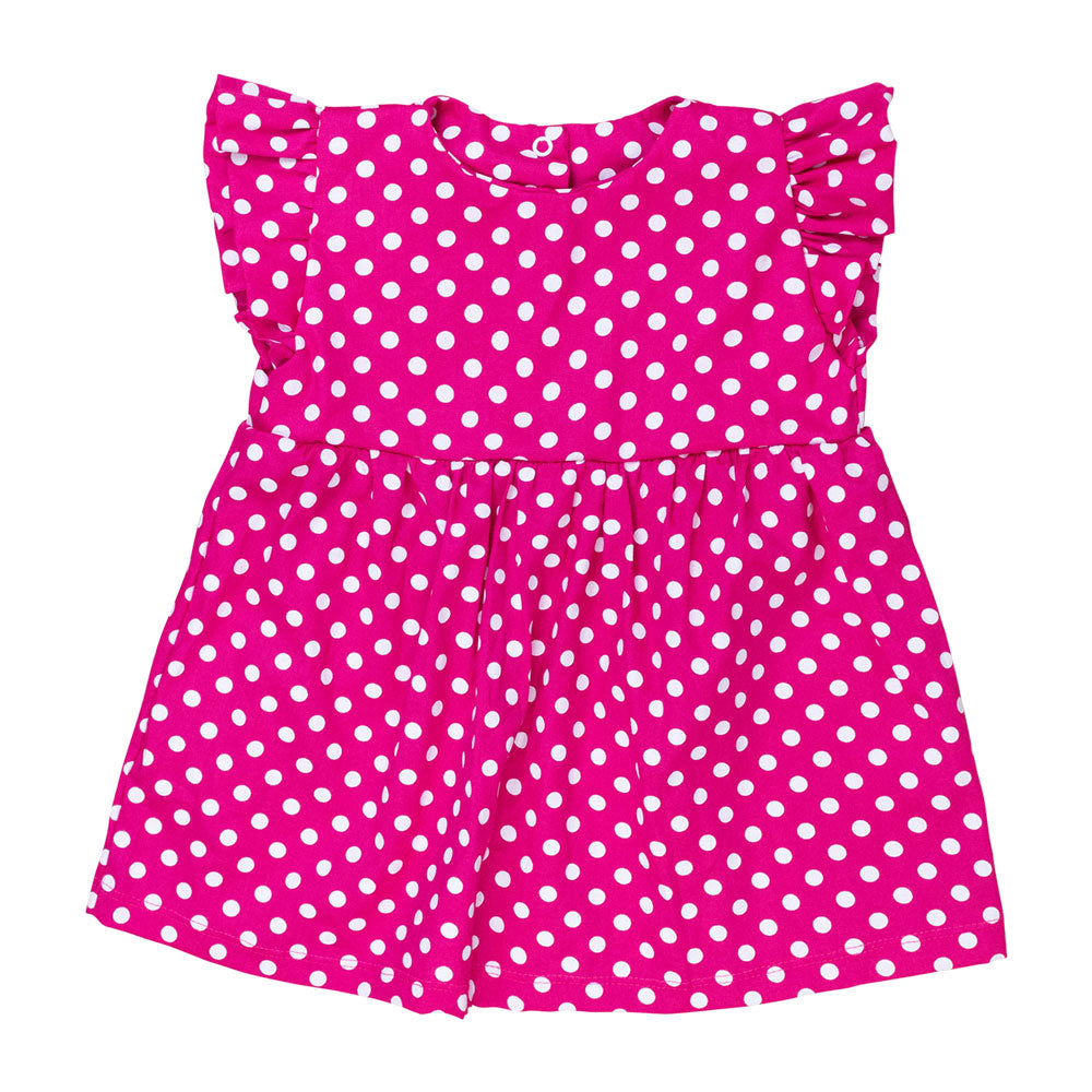 Vestido Para Bebês Meninas Tricoline Poá Pink