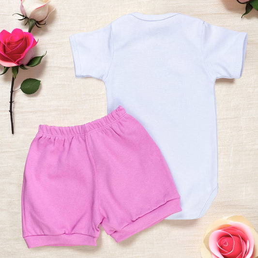 Conjunto Bebê Verão Rosa Coelhinha Fofo E Confortável