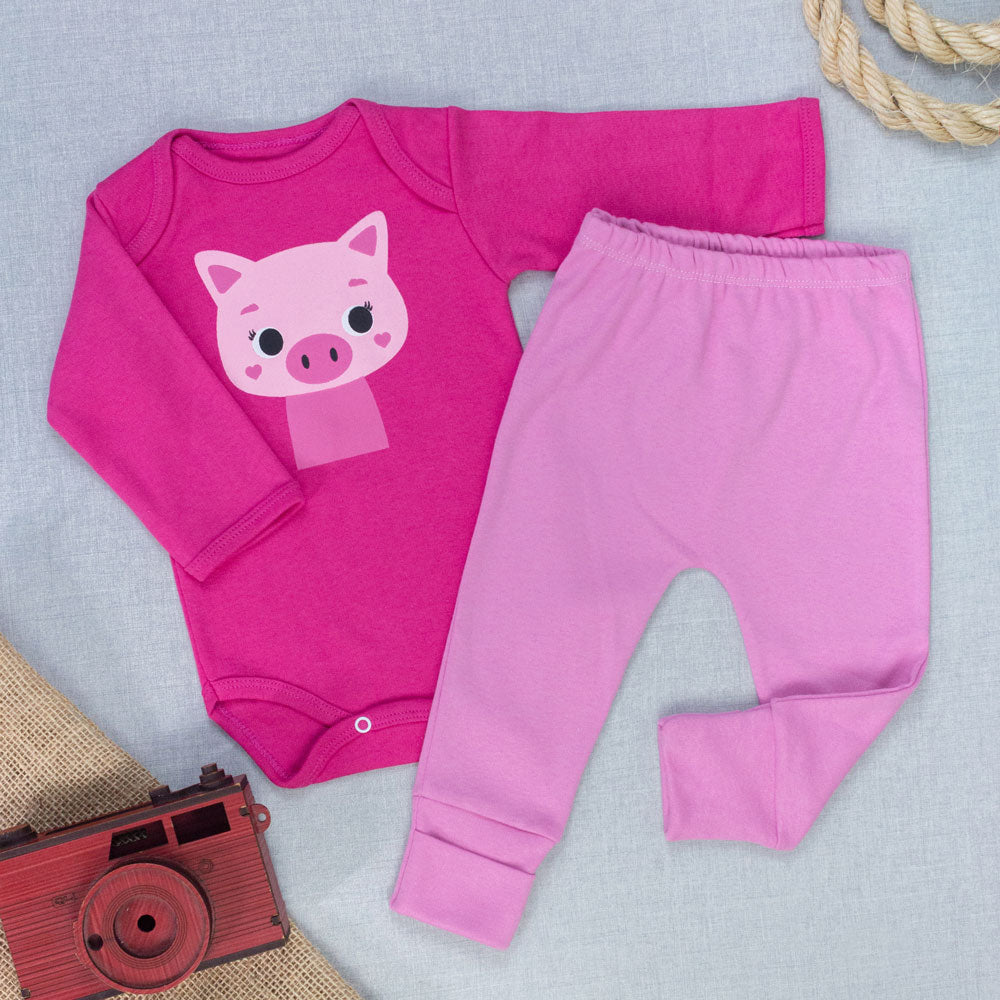 Conjunto Bebê Body E Calça Bichinhos Carinhosos Algodão