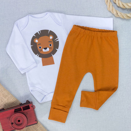 Conjunto Bebê Body E Calça Bichinhos Carinhosos Algodão