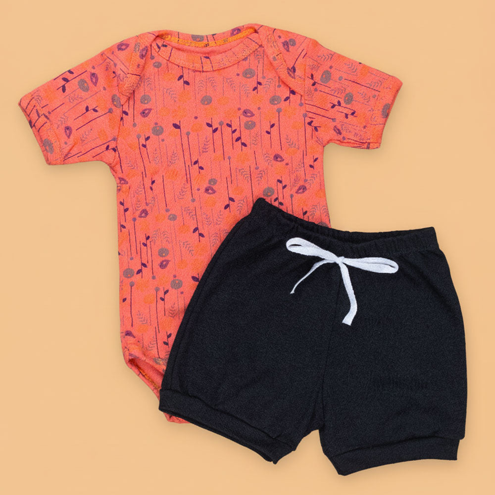 Look Bebê Menina Body Curto E Shorts 100% Algodão