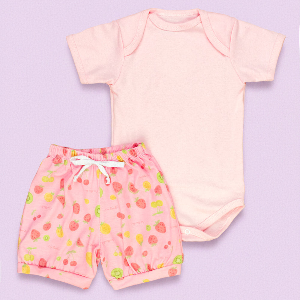 Conjunto De Calor Body E Shorts Estampado Para Bebê