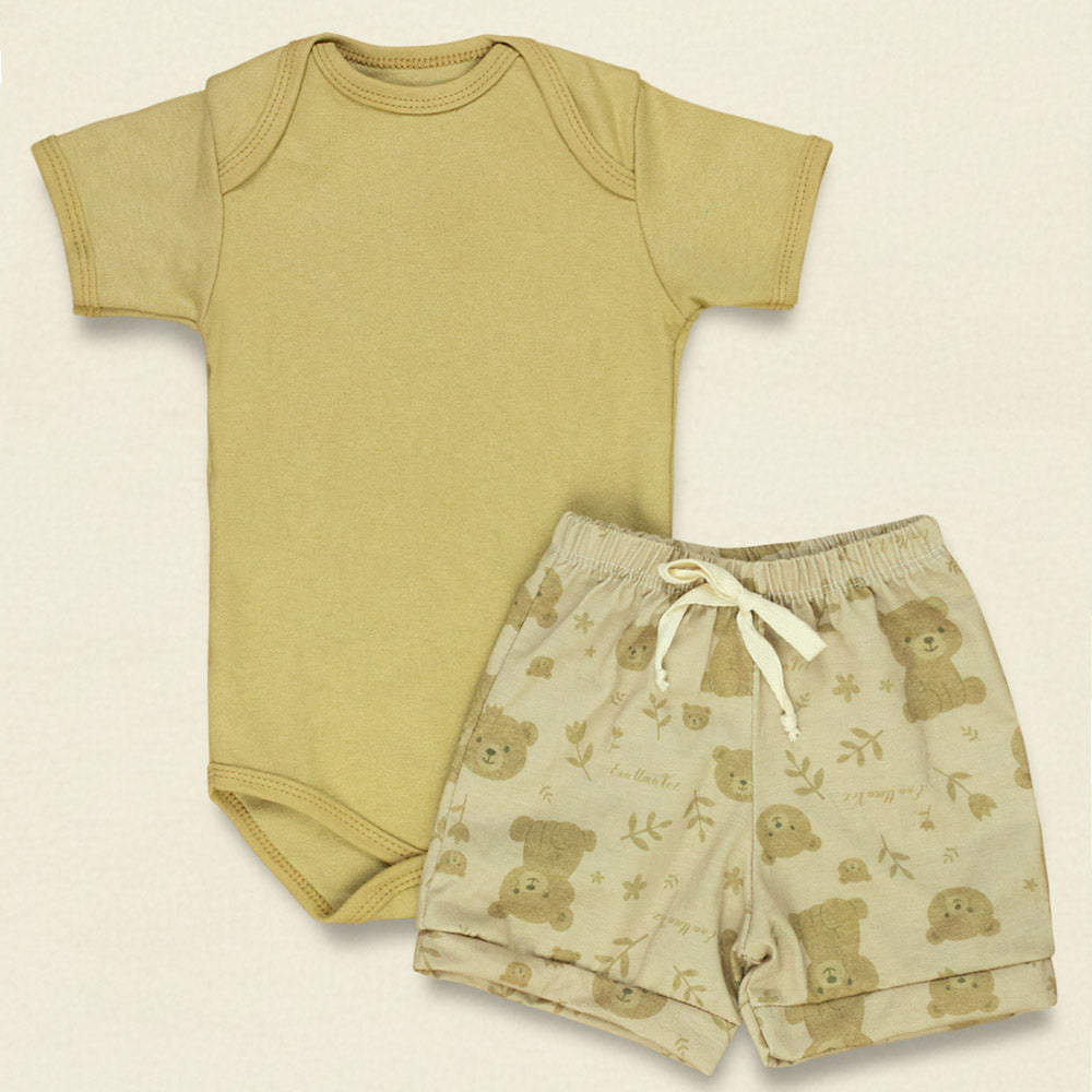 Conjunto De Calor Body E Shorts Estampado Para Bebê