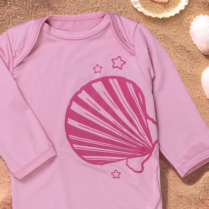 Body De Bebê Proteção Uv50+ Manga Longa Concha Rosa Claro