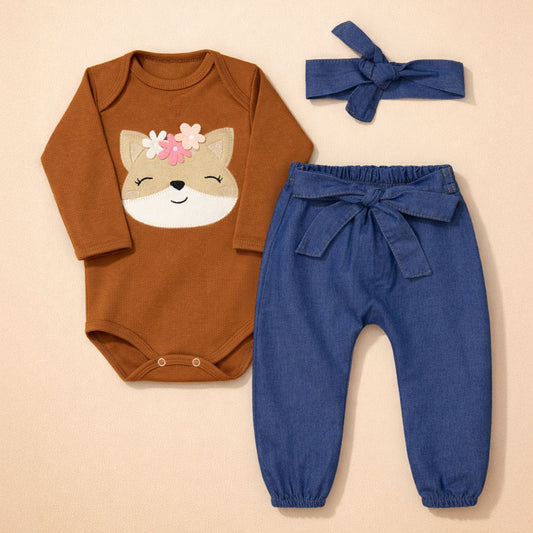 Conjunto Bebê Body Bordado Urso Marinho Com Calça Ecolinho