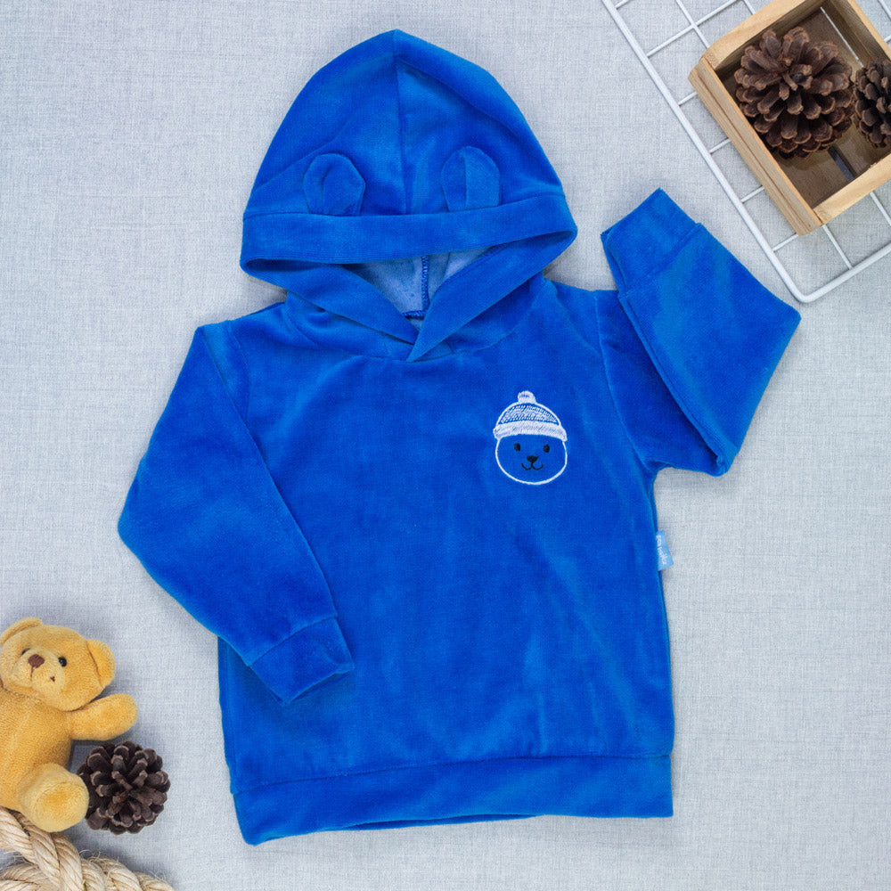 Blusa Plush Com Capuz De Orelhinha E Bordado Ursinho