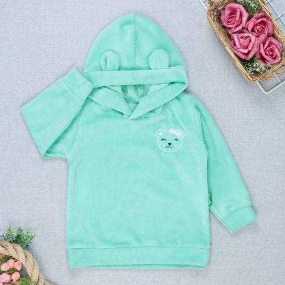 Blusa Plush Com Capuz De Orelhinha E Bordado Ursinho