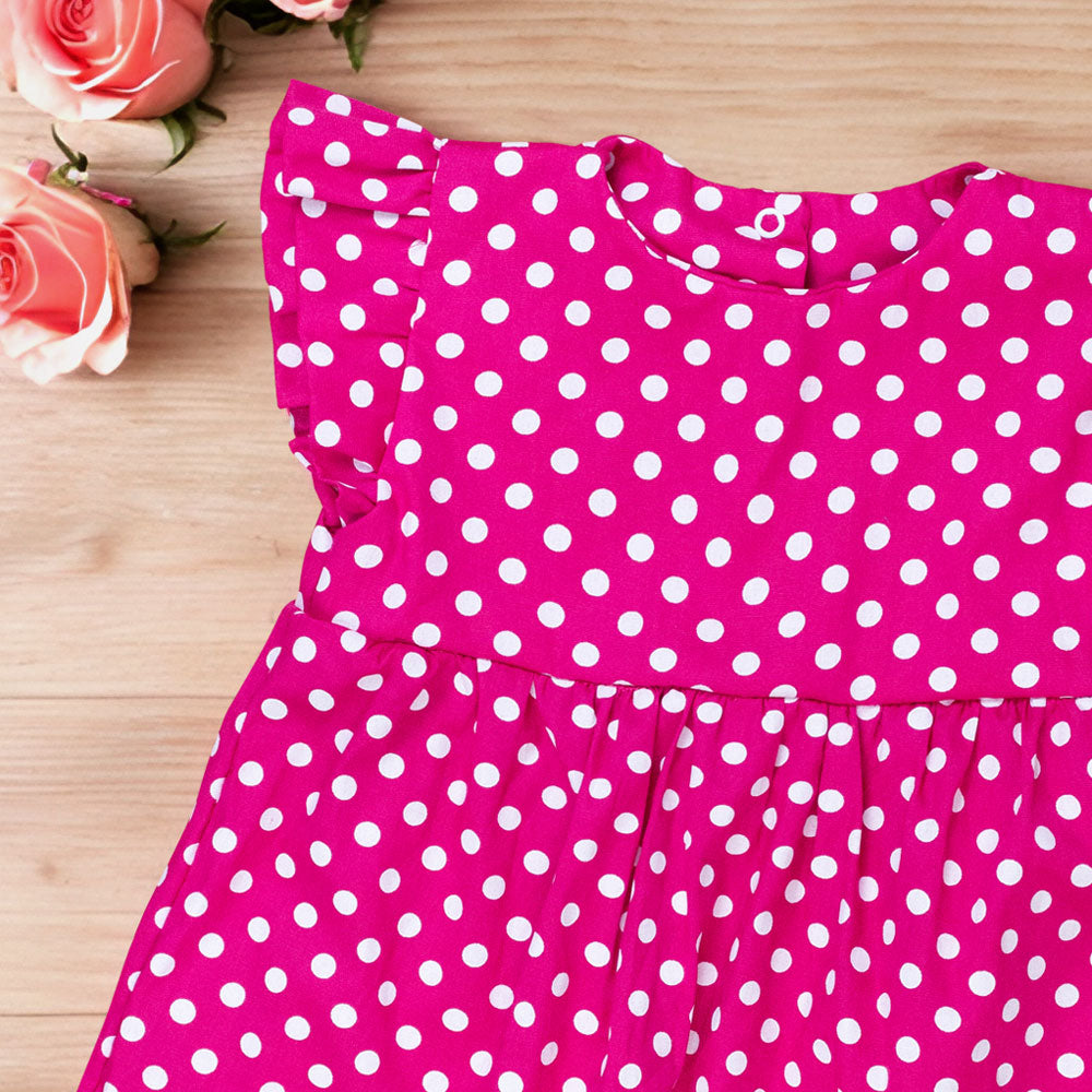 Vestido Para Bebês Meninas Tricoline Poá Pink