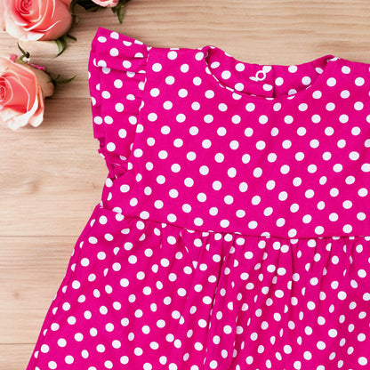 Vestido Para Bebês Meninas Tricoline Poá Pink