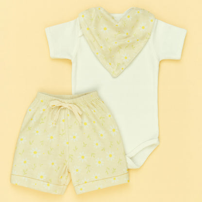 Look Completo Bebê  Body, Shorts E Bandana De Estampas Divertidas
