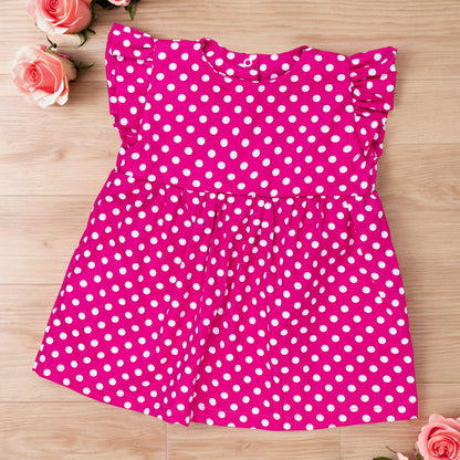 Vestido Para Bebês Meninas Tricoline Poá Pink