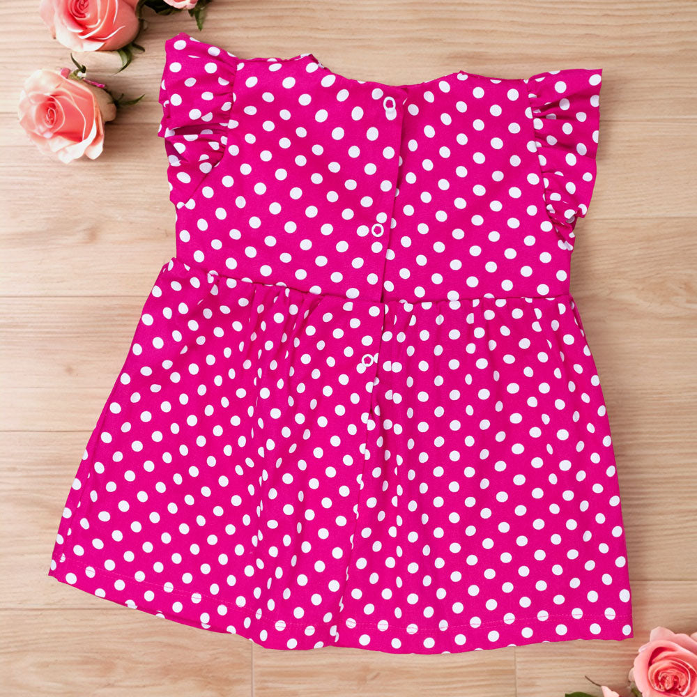 Vestido Para Bebês Meninas Tricoline Poá Pink