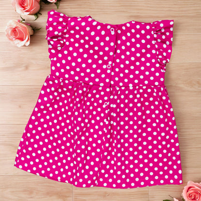 Vestido Para Bebês Meninas Tricoline Poá Pink