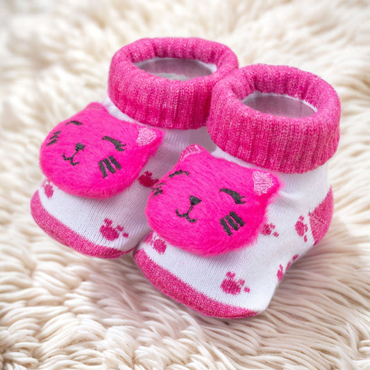 Pantufas Pink Para Bebê Com Tema Gatinha - Aconchego Quentinho