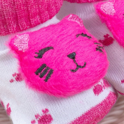 Pantufas Pink Para Bebê Com Tema Gatinha - Aconchego Quentinho