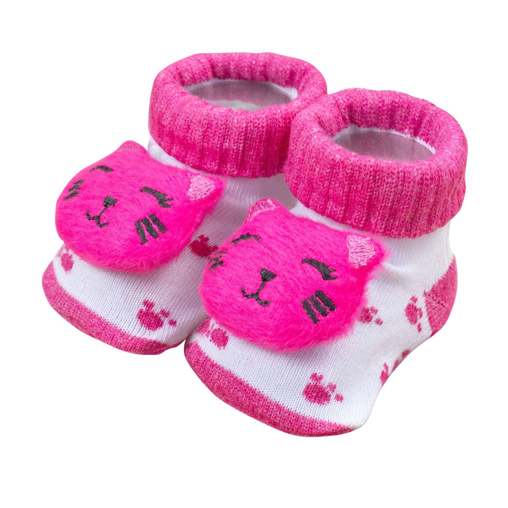 Pantufas Pink Para Bebê Com Tema Gatinha - Aconchego Quentinho
