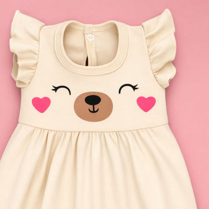Macacão Curto Bebê Menina Babadinho Estampa Minimalista Suedine 100% Algodão